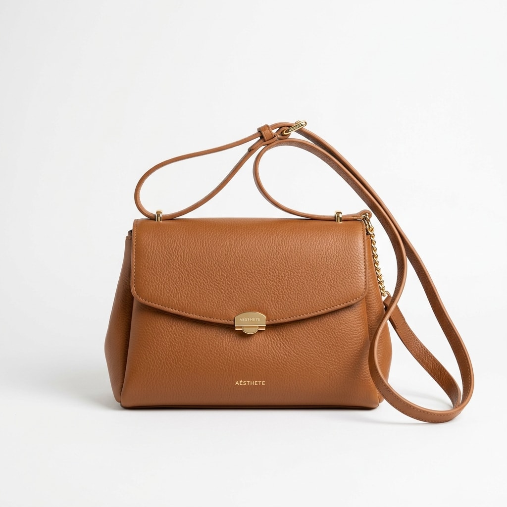 Minimalist Grain Leather Crossbody Saddle Bag