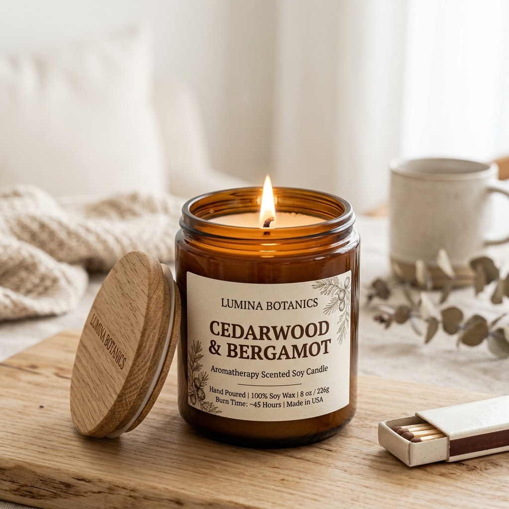 Cedarwood & Bergamot Soy Wax Scented Candle