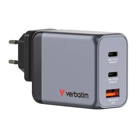 65W GaN Fast Charger USB-C 3-Port Wall Adapter