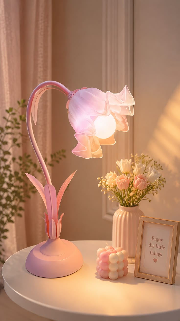 Soft Glow Pink Flower Lamp
